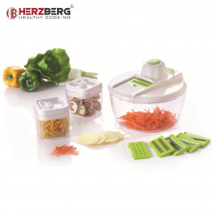 Herzberg Cooking Herzberg HG-8032 : Trancheuse à légumes avec bol et ensemble de récipients de stockage