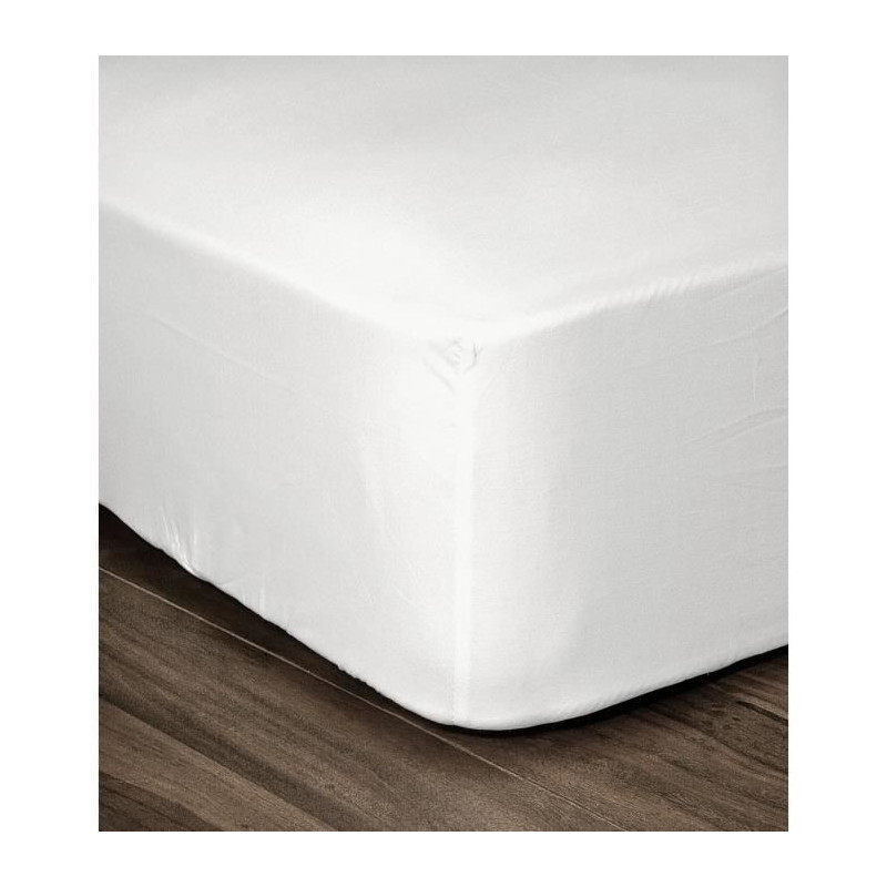 LOVELY HOME Drap Housse 100% coton 160x200x25 cm blanc