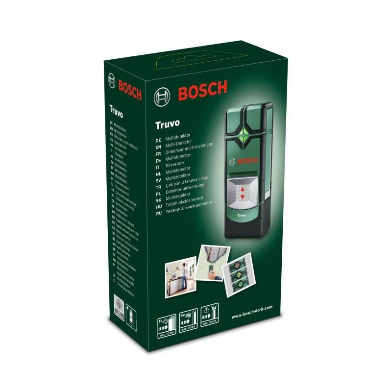 Detecteur de materiaux Bosch - Truvo Livre avec 3 Piles AAA, profondeur de Detection Maxi : 70 Mm