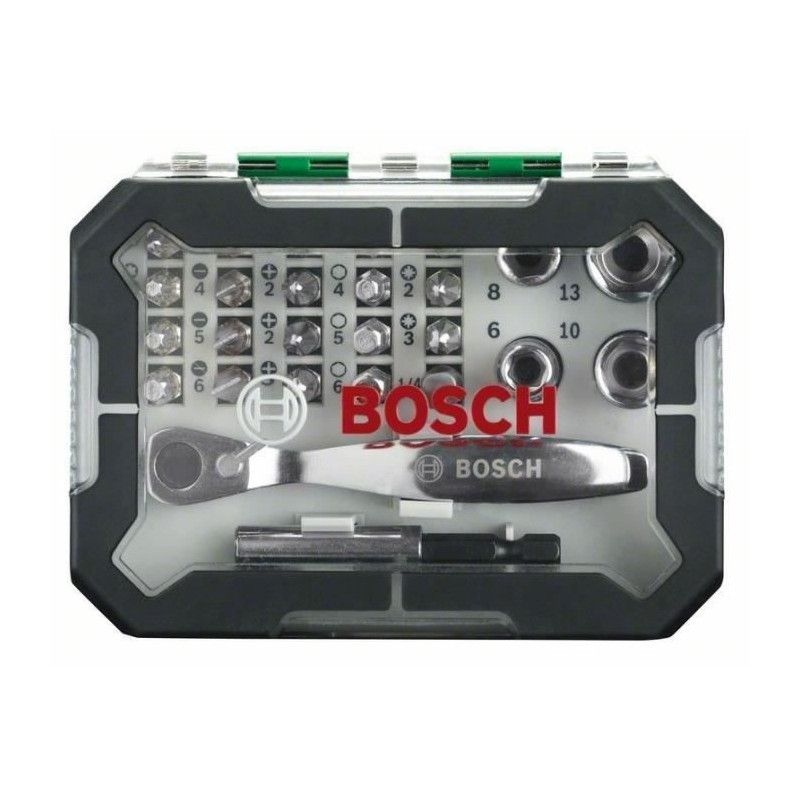 Set embout de vissage Bosch Kit 26 pieces, Assortiment dembouts de vissage avec cliquet
