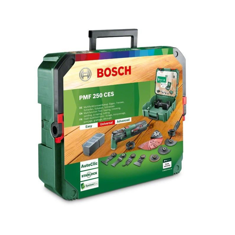 Outil multifonction Bosch - PMF 250 CES Livre avec 1 boite a outils SystemBox, 20 Accessoires
