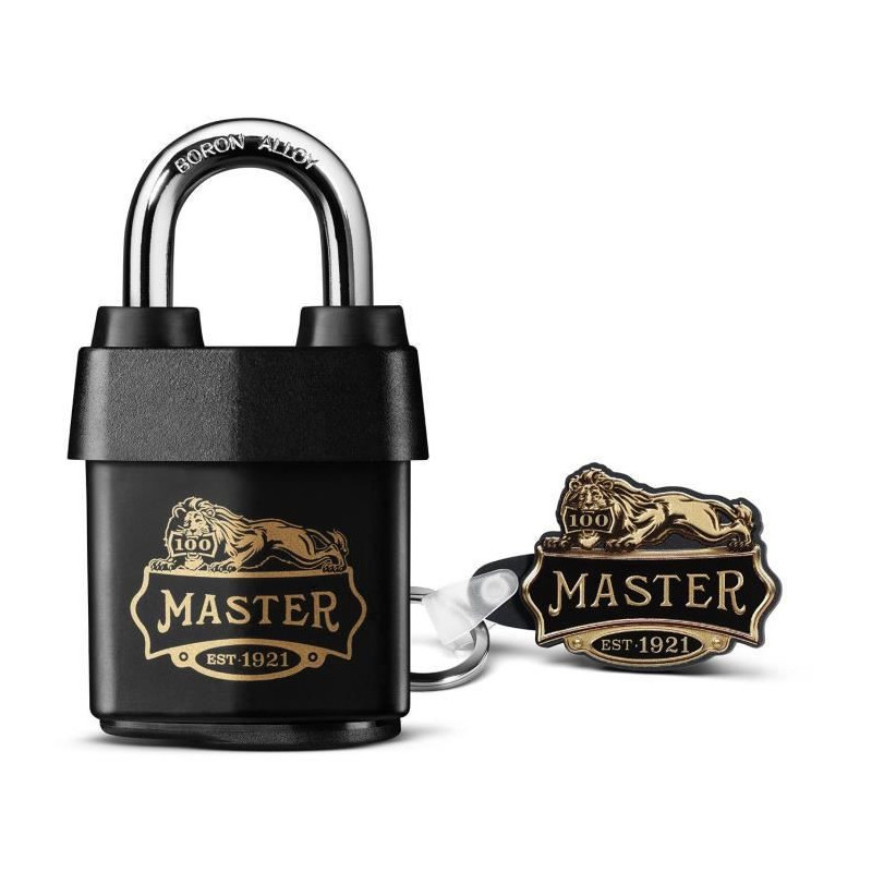 Master Lock 1921EURDCC Cadenas Haute Securite Etanche avec le Logo des 100 ans, Noir, 97 x 54 x 32 mm
