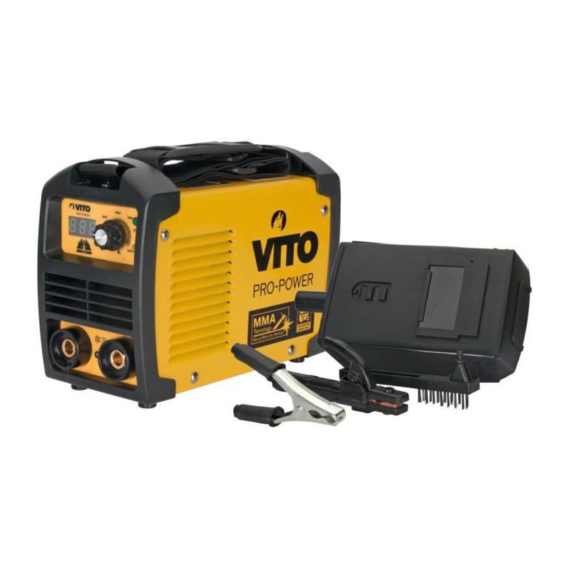 VITO Poste a souder inverter V140 - Livre avec cagoule electronique 9 / 13, gant de soudeur anti-chaleur et lot electrodes 2,5 m