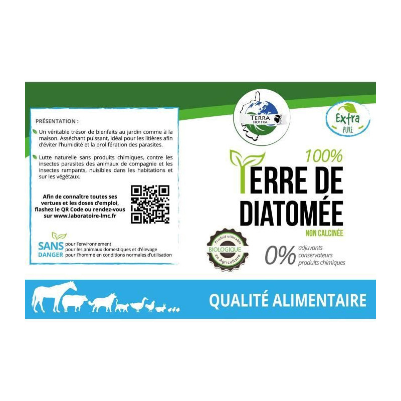 TERRA NOSTRA 100% Terre de diatomee - Qualite Alimentaire - Poudreuse 300 g