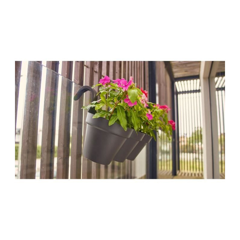 ARTEVASI Pot de fleurs pour balcon Capri Individ - 30,5 x 54 x H 28 cm - 11 L - Gris anthracite