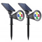 LUMISKY Pack de 2 Spots solaires exterieur etanches - 4 LEDs colorees - 200 Lm - Tete pivotante a 90?C