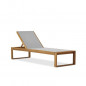 BOCARNEA Chaise longue LEVATA en acacia et textilene - Gris Perle