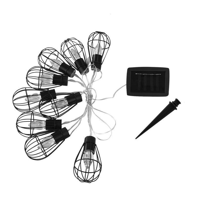 LUMIJARDIN Guirlande solaire cage Keny avec 10 ampoules decoratives