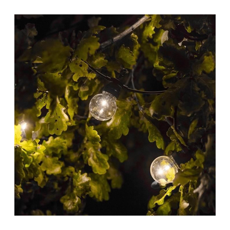 LUMI JARDIN Guirlande lumineuse exterieure connectable Party Clear - 20 globes guinguette - LED - 9,6 m - Blanc chaud