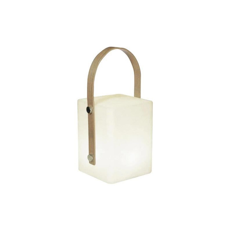 TIKY Lanterne sans fil poignee bambou - LED blanc chaud/multicolore dimmable - H27cm