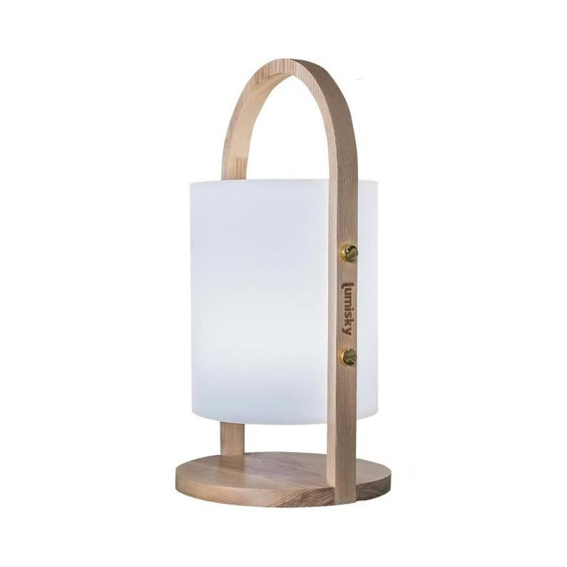 LUMISKY Lanterne sans fil LED Woody - H 37 cm - Blanc