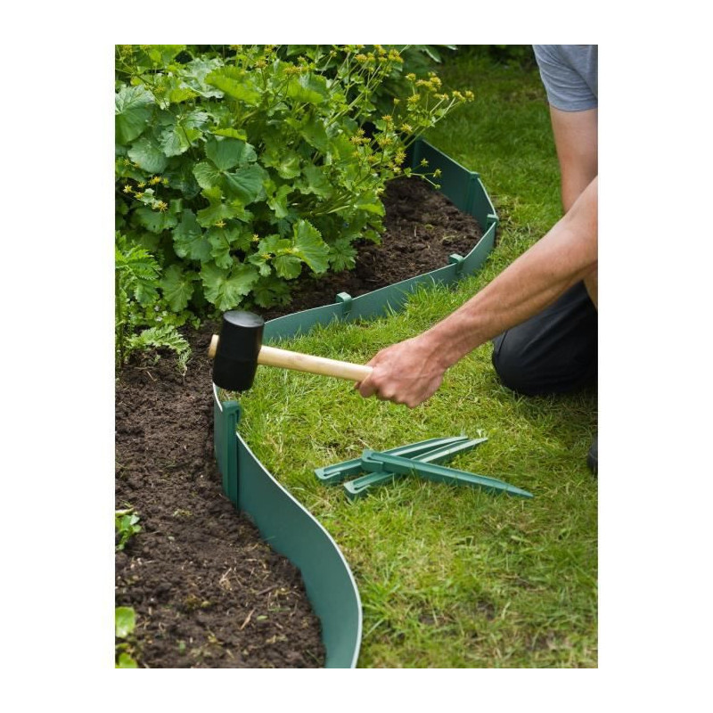 NATURE Sachet de 10 ancres pour bordure de jardin en polypropylene - H 26,7 x 1,9 x 1,8 cm - Vert