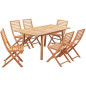 Ensemble repas de jardin 4-6 personnes - Eucalyptus FSC - Table extensible  120 - 180 x 80 cm + 6 chaises pliantes