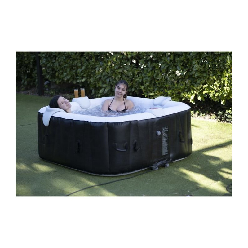 SUNSPA Spa gonflable carre lamine 6 personnes a Led