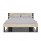 SAX Lit adulte - 160x200 cm - 3 tiroirs + Tete de lit avec rangement - Decor chene et anthracite