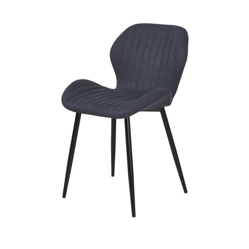 PORTO Lot de 2 chaises - Tissu gris anthracite - Pieds metal - L 51 x P 49 x H 49 cm