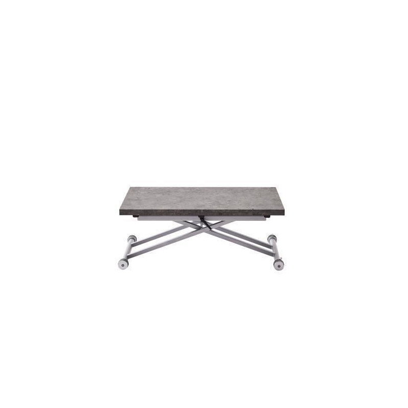 Table Basse Relevable Extensible - Gris Beton - 100 x 57/114 x 40/75 cm - DANNY