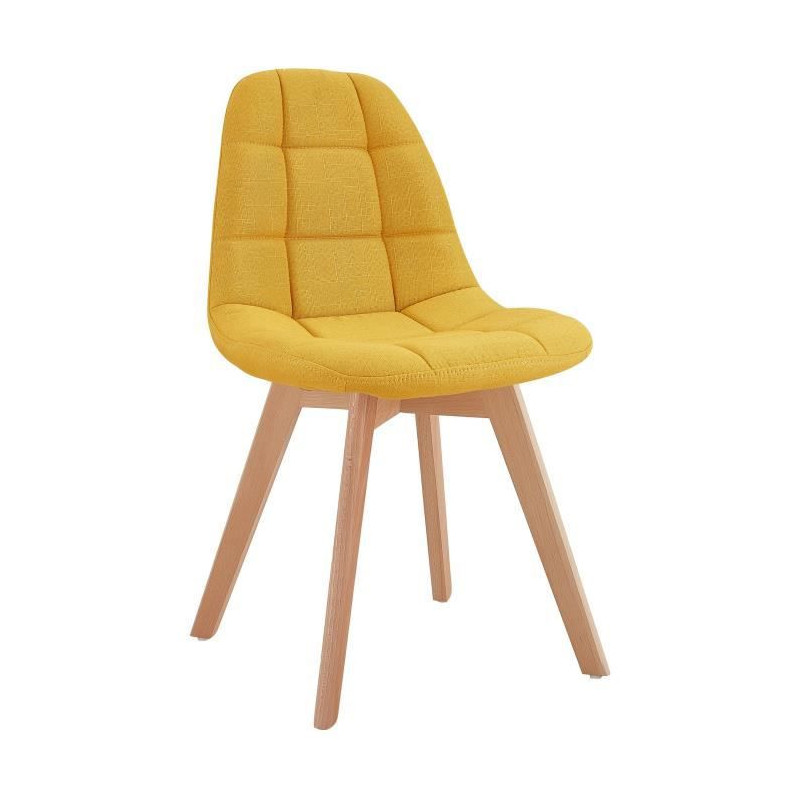 ANYA Lot de 2 chaises de salle a manger - Style scandinave - Tissu Jaune curry - L 44 x P 50 x H 84 cm