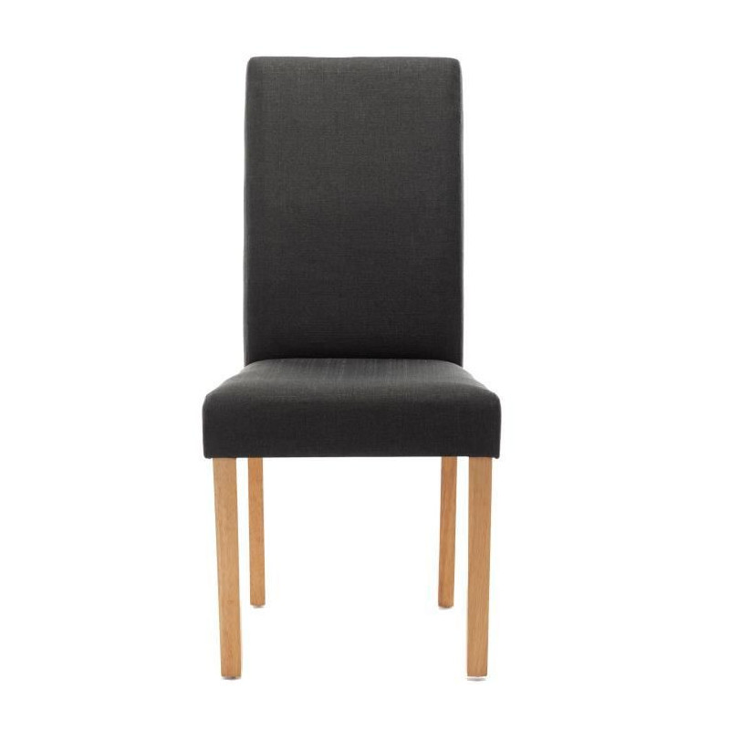ELYNA Lot de 2 chaises de salle a manger - Pied bois naturel - Tissu gris fonce - L 47 x P 60 x H 100 cm