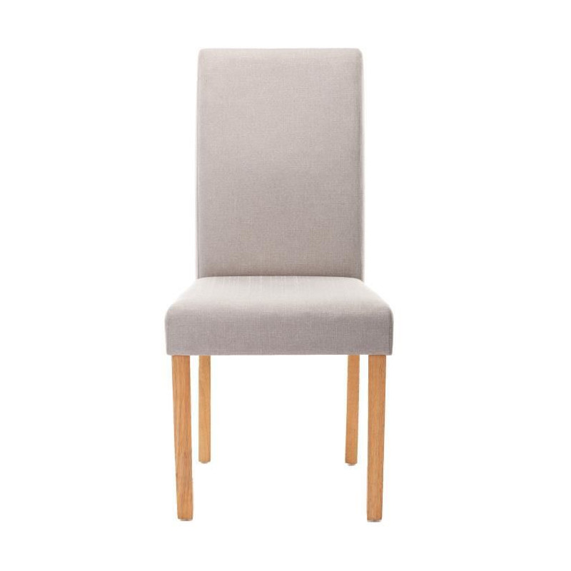 ELYNA Lot de 2 chaises de salle a manger - Tissu lin - Pied bois naturel - L 47 x P 60 x H 100 cm