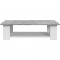 PILVI Table basse rectangulaire - Blanc et beton gris clair - L 110 x P 60 x H 31 cm