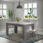 Table a manger - Blanc et beton gris clair - PILVIL - 160 x I90 x H 75 cm
