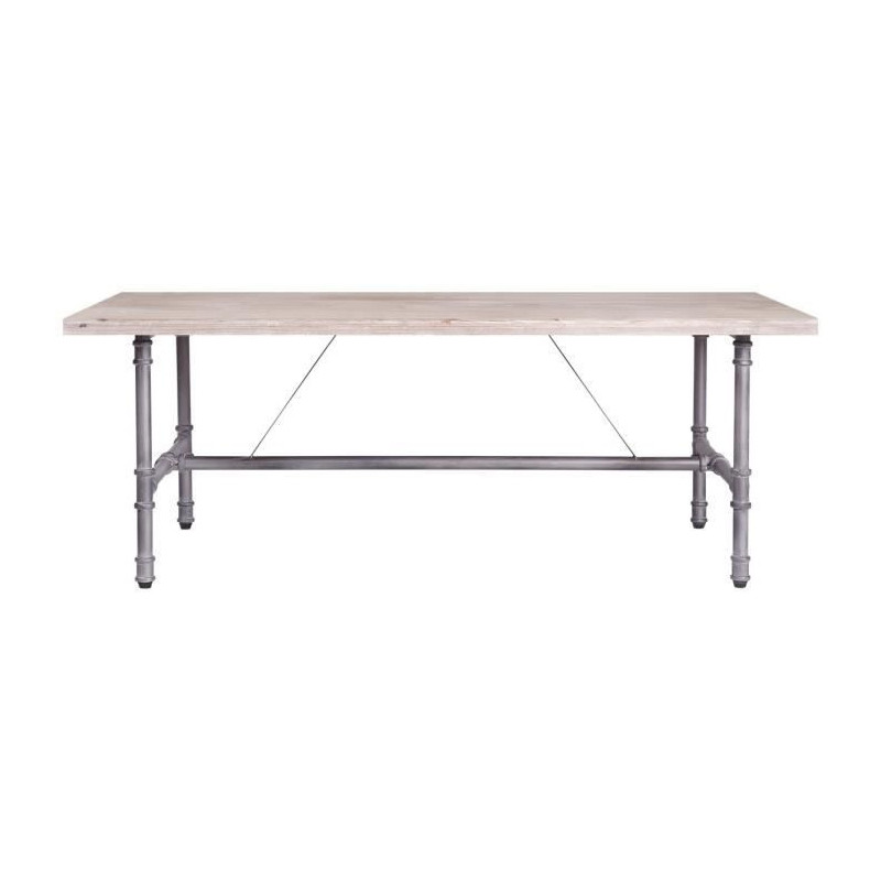 Table basse rectangulaire - Bois et tube industriel patine - 120 x 80 x 45 cm - TULO