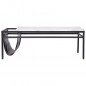 Table basse rectangulaire - avec range magazine integre - decors marbre et pieds metal noir - L 120 x l 60 x H43 cm - MARCO
