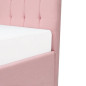 EMILY Lit adulte 140 x 190 cm + coffre de rangement - Tissu rose pastel - Sommier inclus