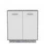PILVI Meuble de rangement 2 portes - Blanc et beton gris clair - L 82,9 x P 34,2 x H 88,1 cm