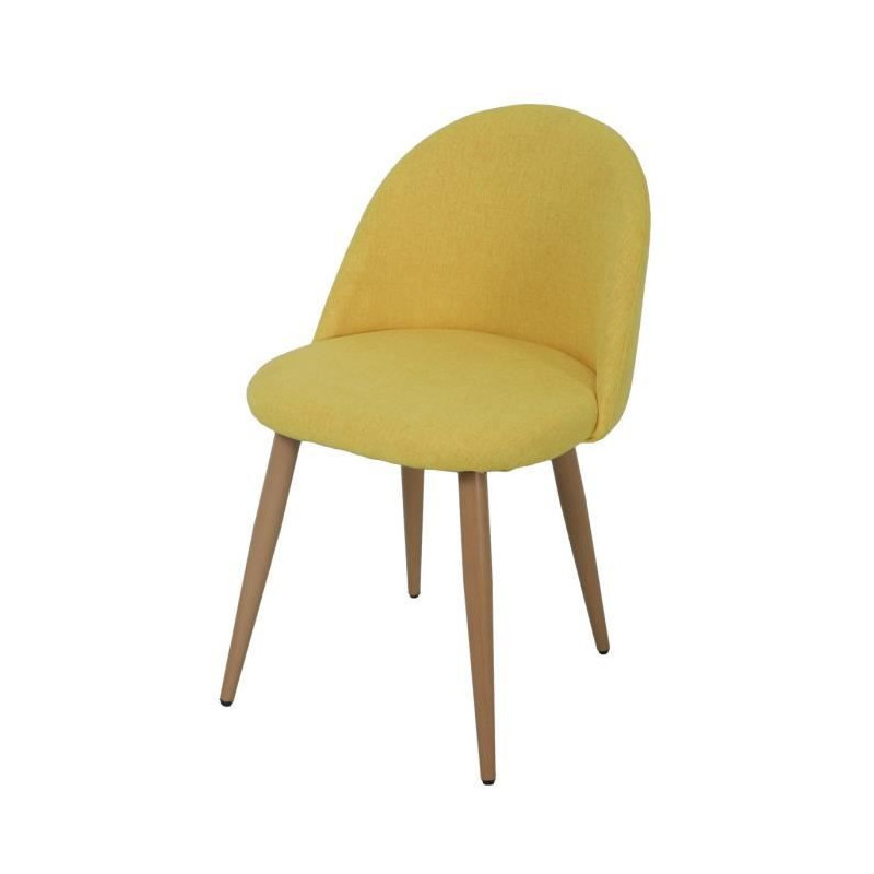 Chaise en tissu jaune - Pieds en metal - L 53 x P 54 x H 76 cm - COLE