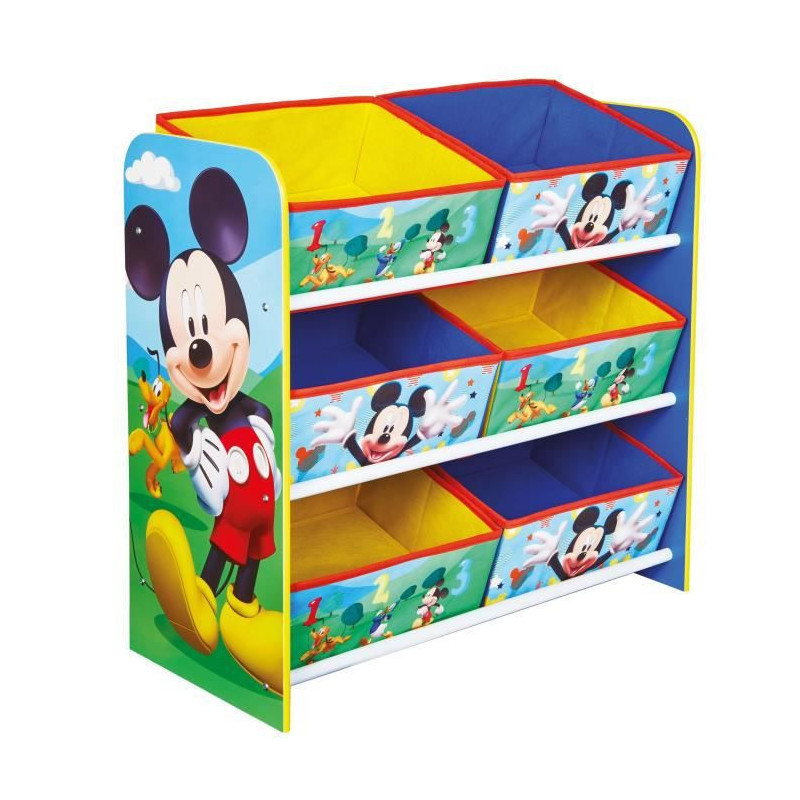 Mickey Mouse et ses amis - Meuble de rangement pour chambre denfant avec 6 bacs