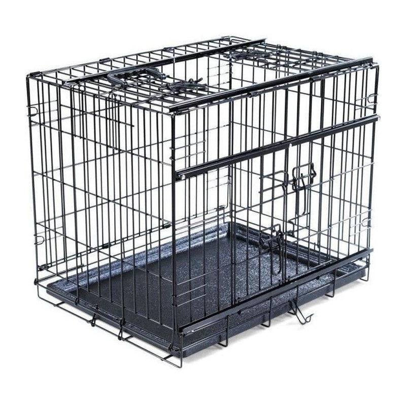 VADIGRAN Cage metallique pliable Premium - 61 x 46 x 53 cm - Noir - Pour chien
