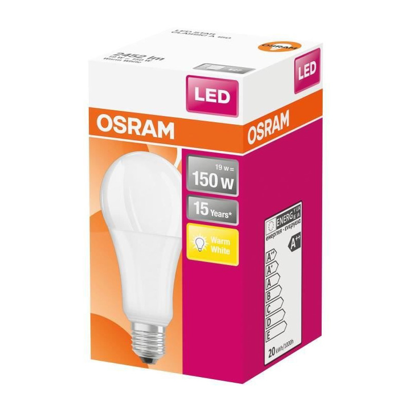 OSRAM Ampoule LED Standard depolie avec radiateur 20W150 E27 chaud