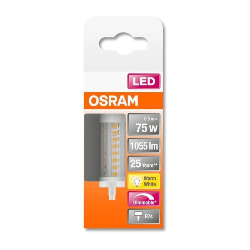 OSRAM Ampoule LED Crayon 78mm variable 8,5W75 R7S chaud