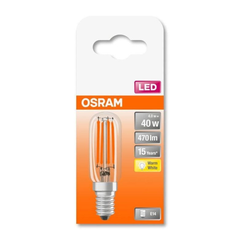 OSRAM Ampoule LED Mini Tube T26 clair filament 4W40 E14 chaud