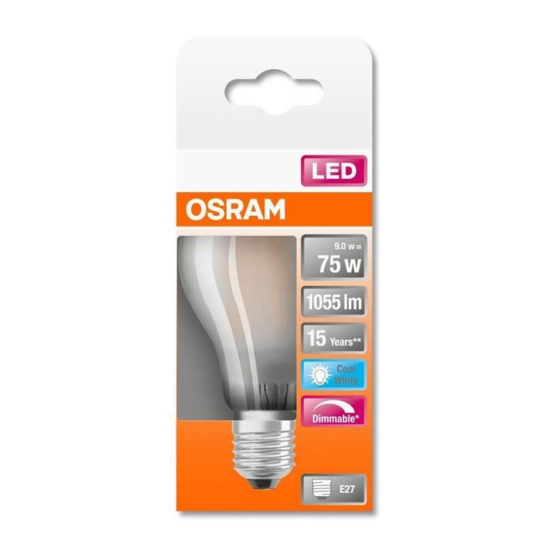 OSRAM Ampoule LED Standard verre depoli variable 9W75 E27 froid
