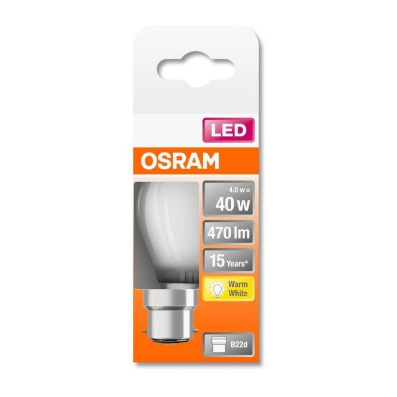 OSRAM Ampoule LED Spherique verre depoli 4W40 B22 chaud