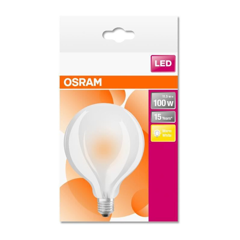 OSRAM Globe 95mm LED verre depoli 12W100 E27 chaud