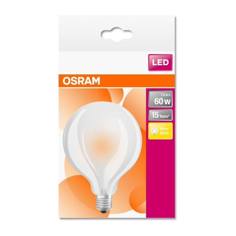 OSRAM Globe 95mm LED verre depoli  6,5W60 E27 chaud