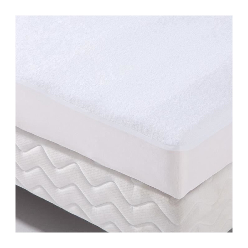 Protection literie housse impermeable Transalese eponge 100% coton 80x190 cm blanc