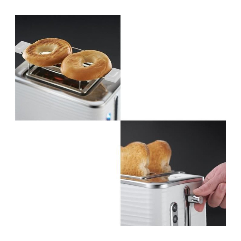 Russell Hobbs 24370-56 Toaster Grille Pain XL Inspire, Controle Brunissage, Decongele, Rechauffe, Chauffe Viennoiserie - Blanc