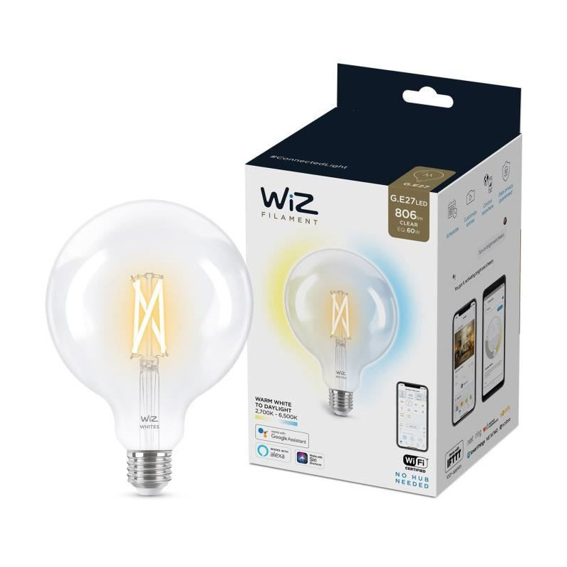 WiZ Ampoule connectee Globe 120 Blanc variable E27 60W
