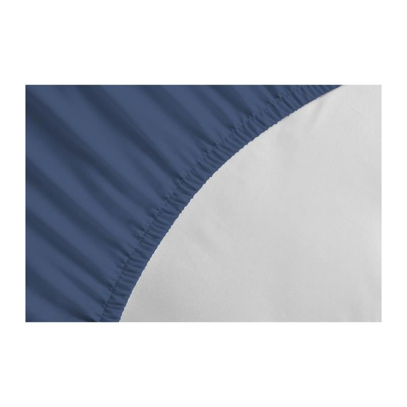 LOVELY HOME Drap housse - 90 x 190 + 25 cm - 100% coton - Bleu