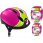 COMBO ROSE Securite Casque + Genouilleres + Coudieres SKIDS CONTROL
