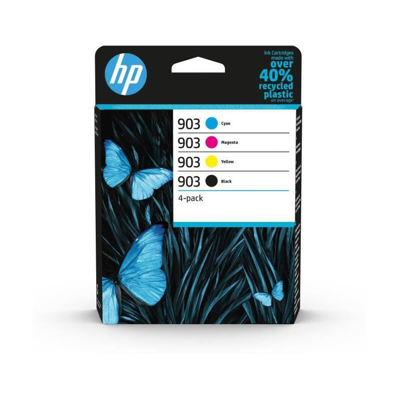 HP 903 Pack de 4 cartouches dencre noire, cyan, jaune et magenta authentiques 6ZC73AE pour HP OfficeJet / OfficeJet Pro 6900