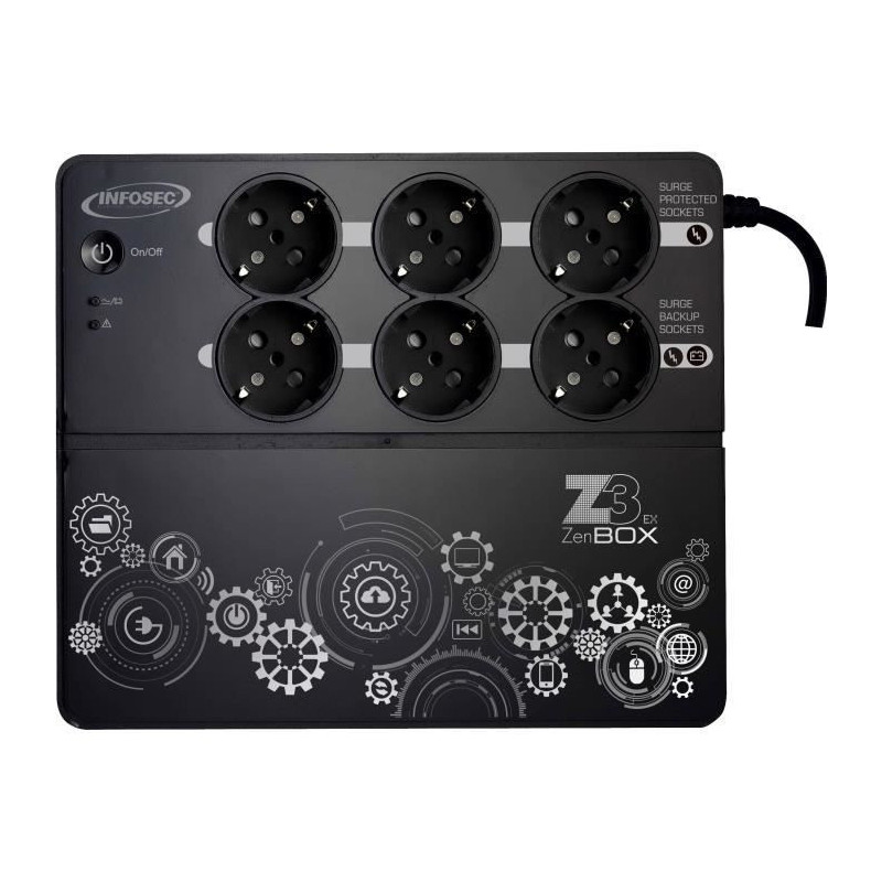 INFOSEC Onduleur haute frequence Z3 ZenBox EX 500 - 500 VA 6 Prises FR/SCHUKO