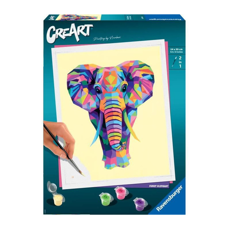 CreArt - grand - Elephant - Ravensburger - Coffret complet - Peinture au numero Adulte - Des 12 ans