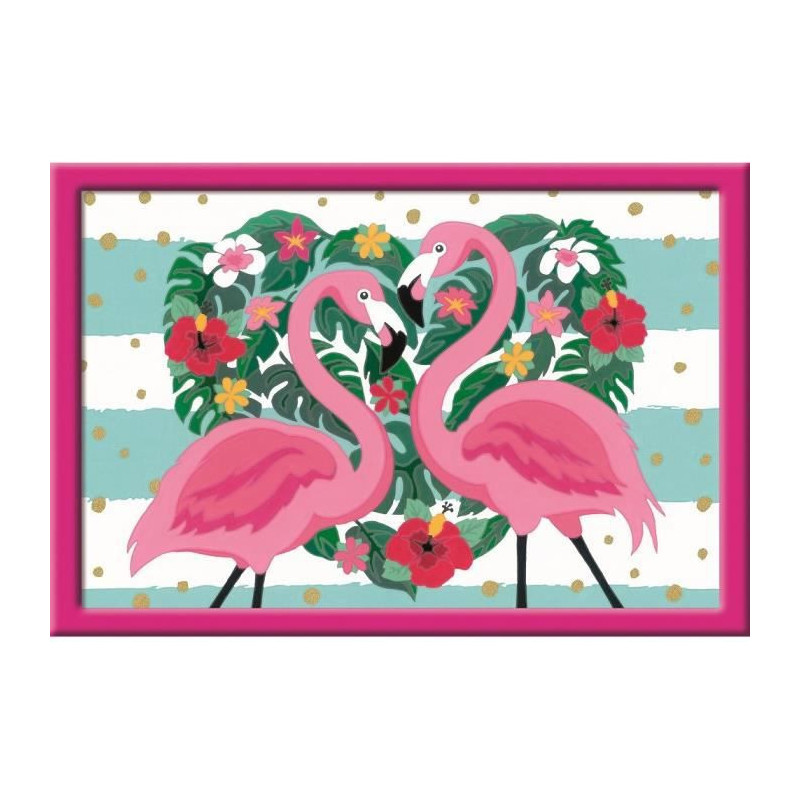Numero dart - grand format - Flamingos amoureux - Ravensburger - Kit complet de Peinture au numero - Des 9 ans