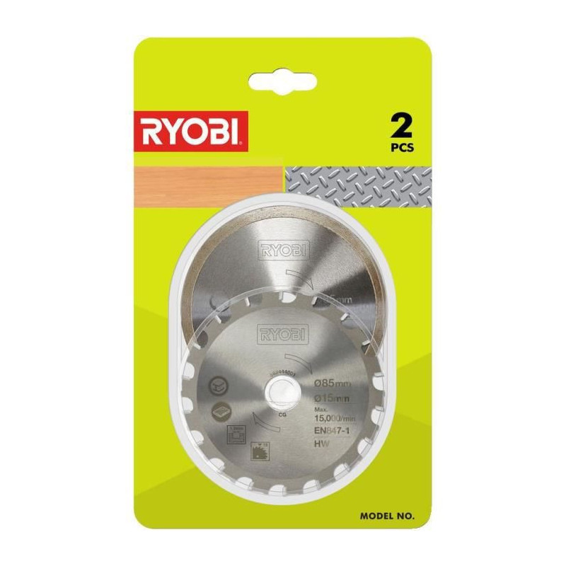 RYOBI Kit 2 lames 1 lame pour bois / metal et 1 lame carrelage pour scie multi-materiaux R18MMS RAKMMS02K